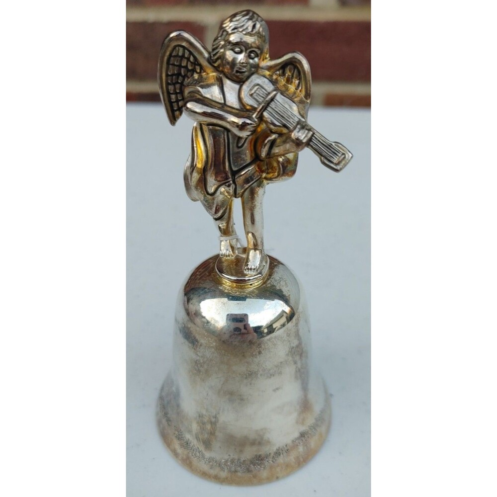 RetroChic Godinger Vintage Silver Angel Bell Nice Sound Rare Design silver plate